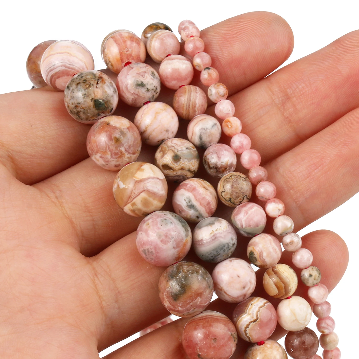 4-10mm High Quality Argentina Rhodochrosite Natural Stone Beads Round Loose Beads for Jewelry Making DIY Charms Bracelets 7.5''