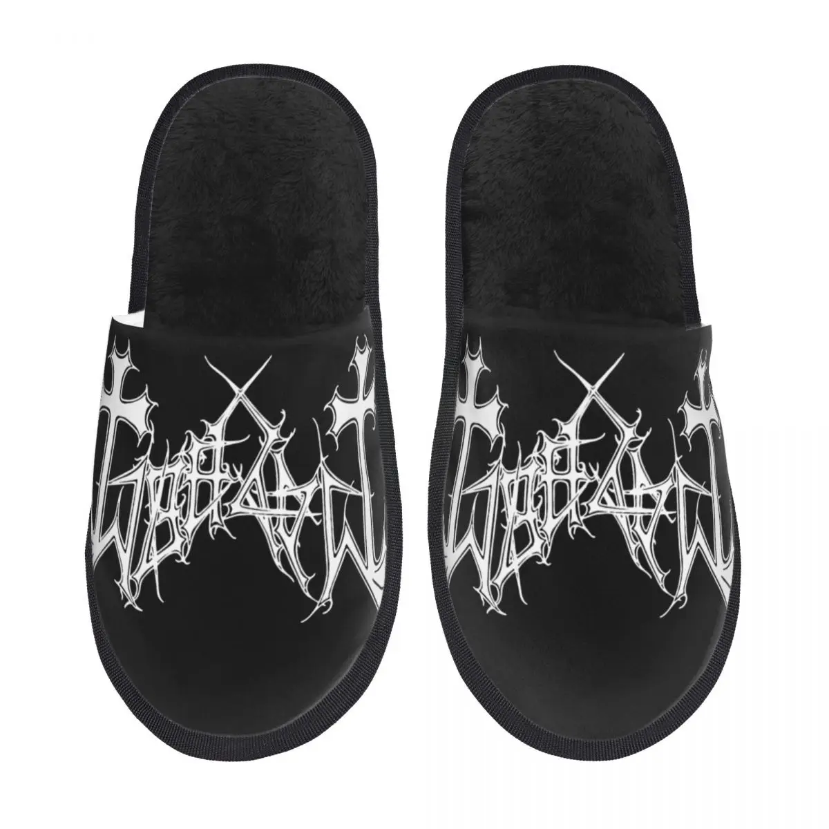 Mayhem Band Winter Cotton Home Slippers Living Room Black Metal Soft Memory Foam Slides Non-skid