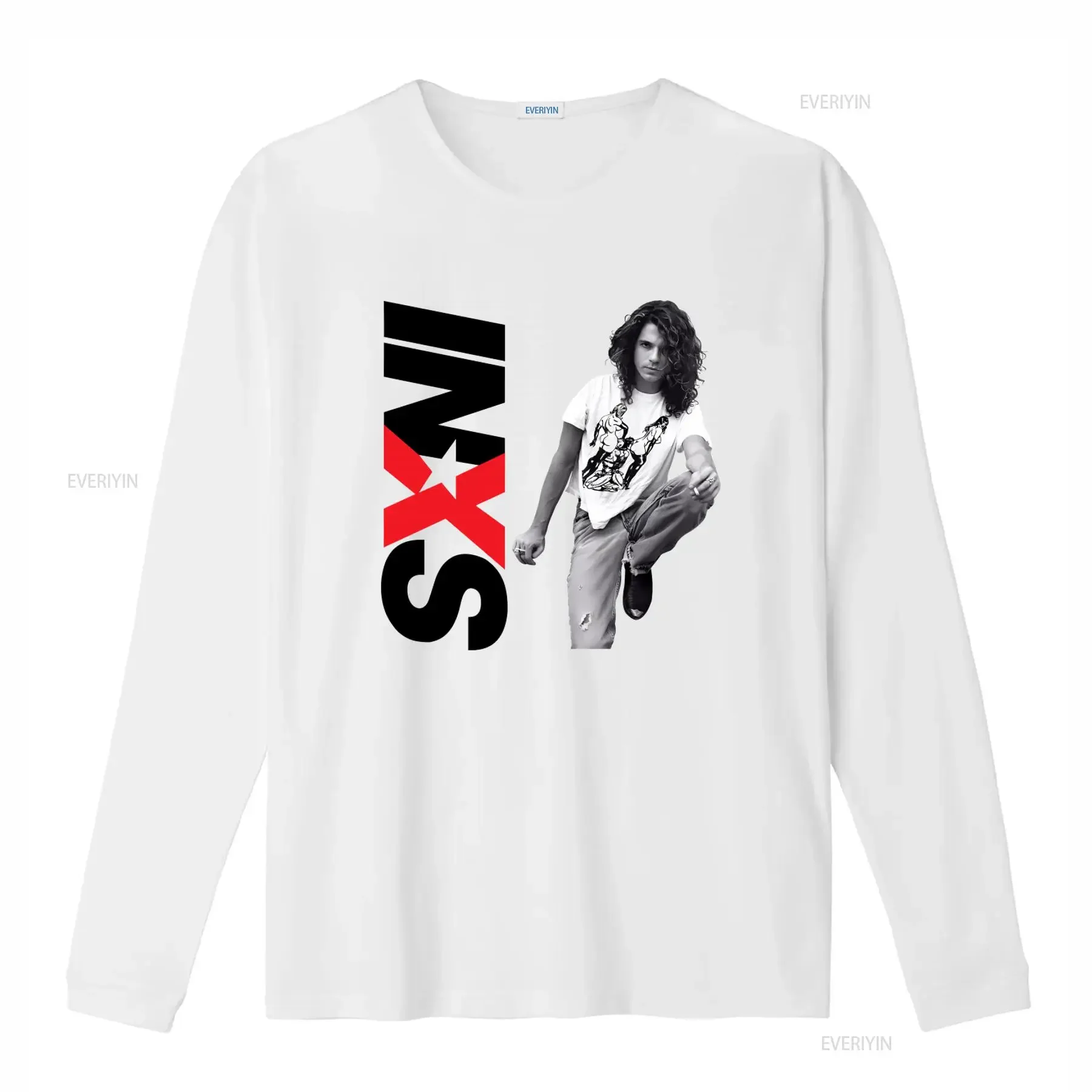Cotton T Shirt INXS Live at Wembley Stadium 1991 Album Print Tim Farriss Kirk Pengilly Band Merch vintage Washed Slightly