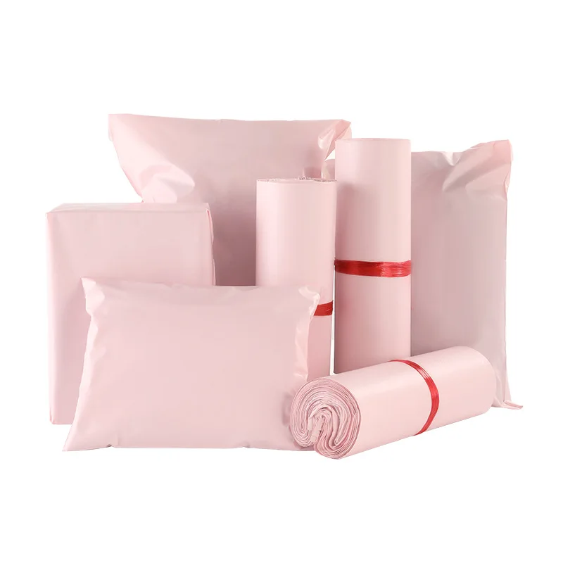 100Pcs Light Pink Courier Envelope Blank Plastic Express Bag for Business Waterproof Delivery Bags Self Adhesive Mailing Bag