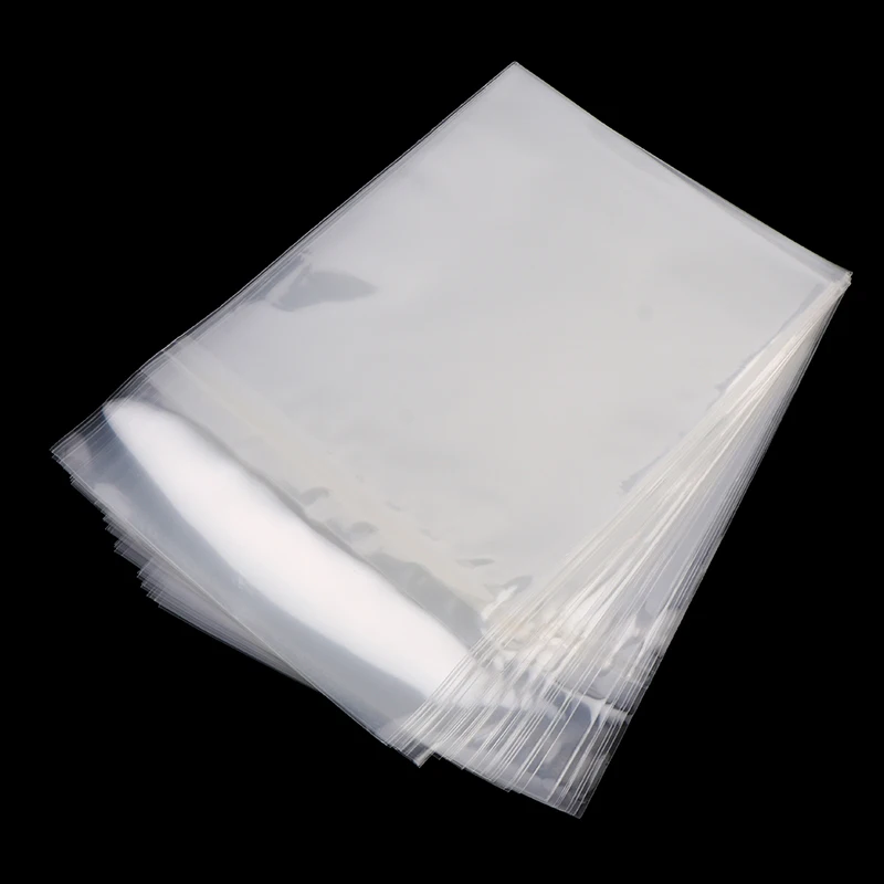 Fotografia 4: {YY30} 50 peças mangas externas protetoras transparentes à prova de poeira e resseláveis para dvd disco blu-ray saco de dvd autoadesivo 15.1*19.8cm