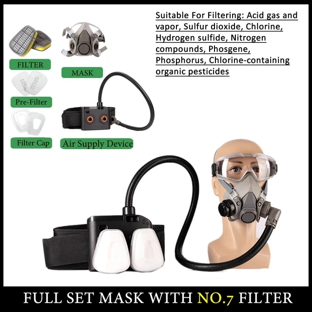 6200-stofgasmasker Elektrisch aangedreven luchtzuiverend chemisch ademhalingsapparaat Dubbele filters Werkveiligheid voor industrieel schilderen Spuiten