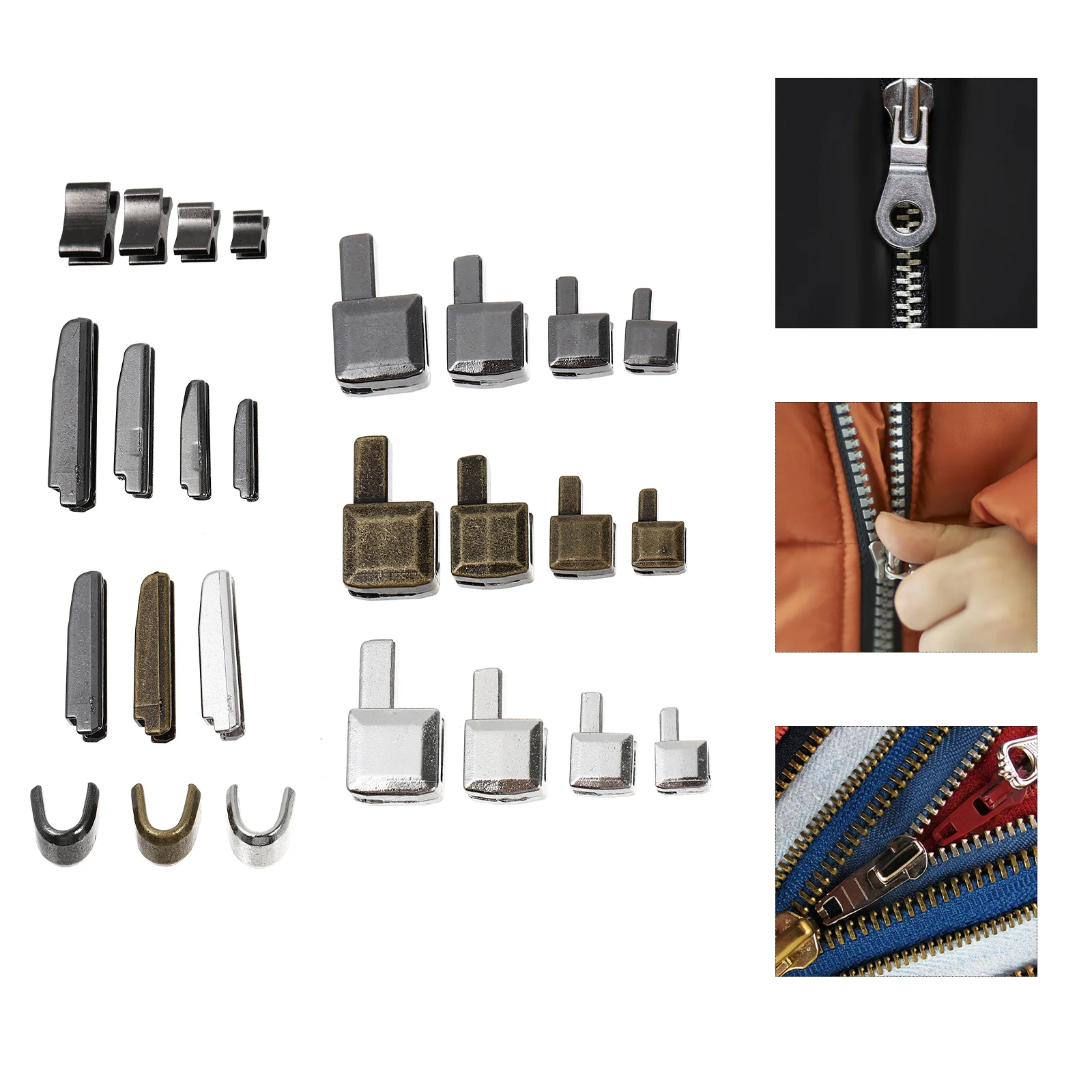 24 Set Zipper Insertion Pin Repair Kit Stop Jacket Retainer Accessories Head Sliders