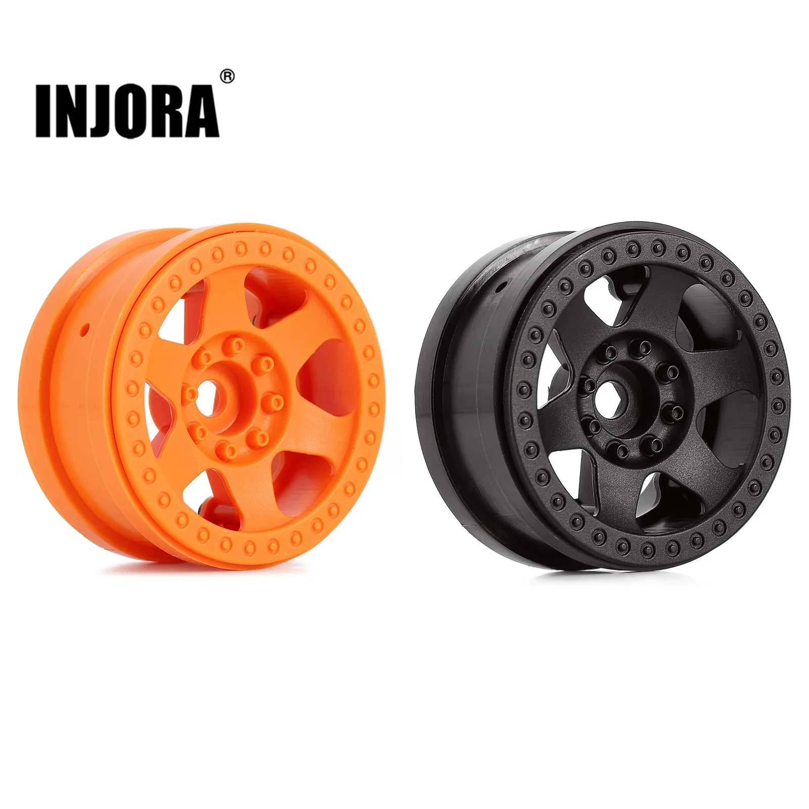 INJORA 4 sztuk plastikowe Beadlock 2.2 felgi 64*35mm dla 1/10 RC samochód Rock Crawler Axial SCX10 Wraith RR10