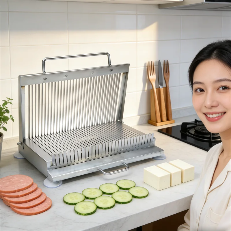 Multifunctional Kitchen Stainless Steel Slicer Effortless Cutting for Ham Cucumber Tofu Manual Food Slicer