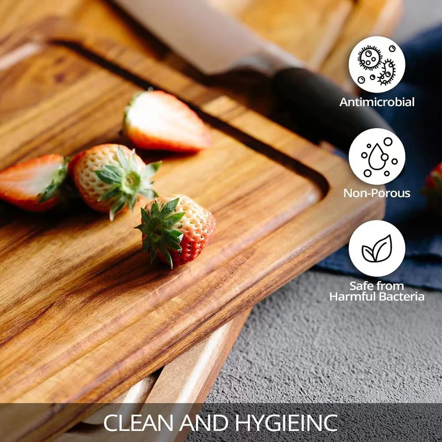 لوح تقطيع خشب السنط، لوح تقطيع خشبي مع أخدود عصير، لوح تقطيع خشبي متين للمطبخ ولحم وجبن الفاكهة #6
