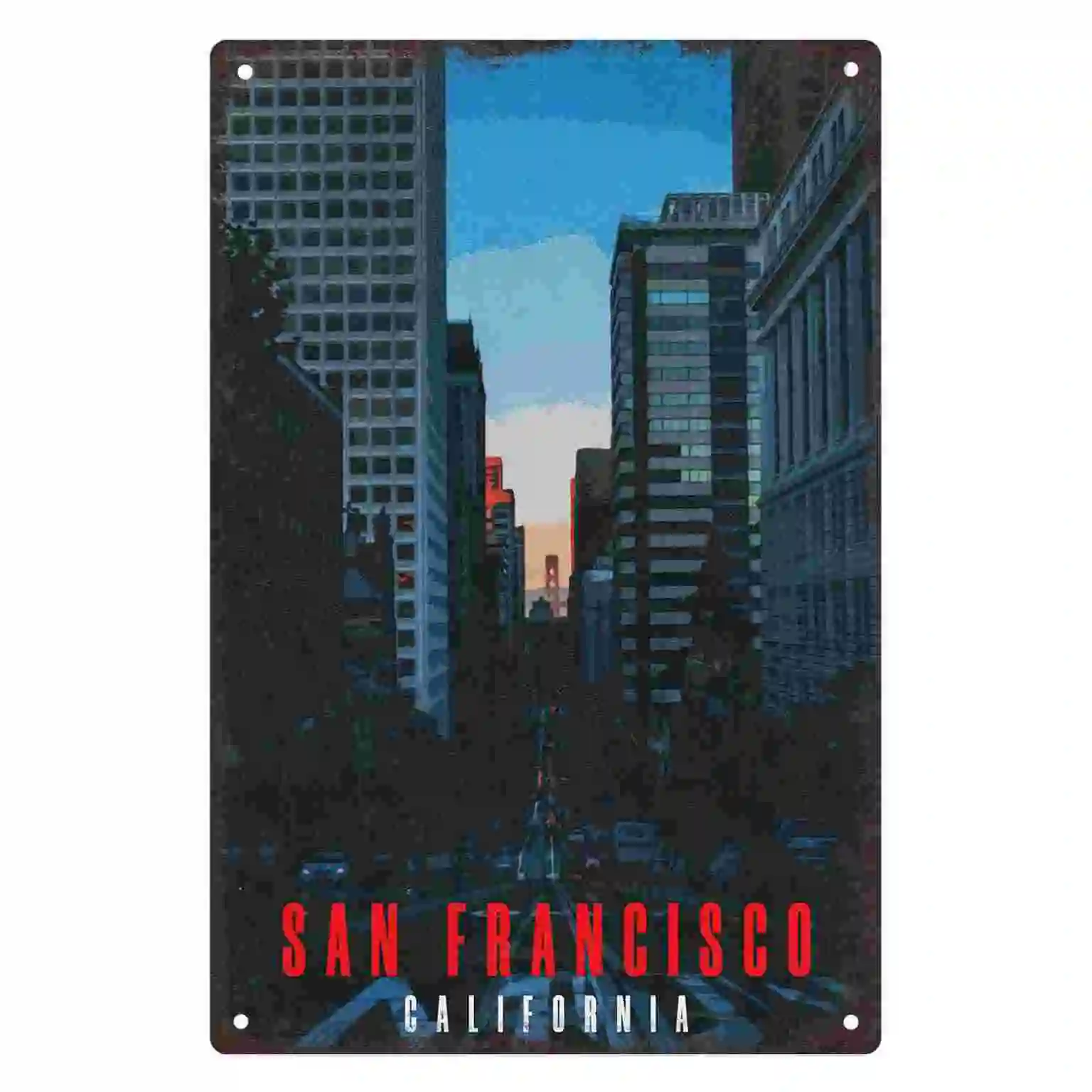 2D FLAT 1pc San Francisco California City Skyline Wall Art Decoration for Home Office Bedroom Living Room And Cafe