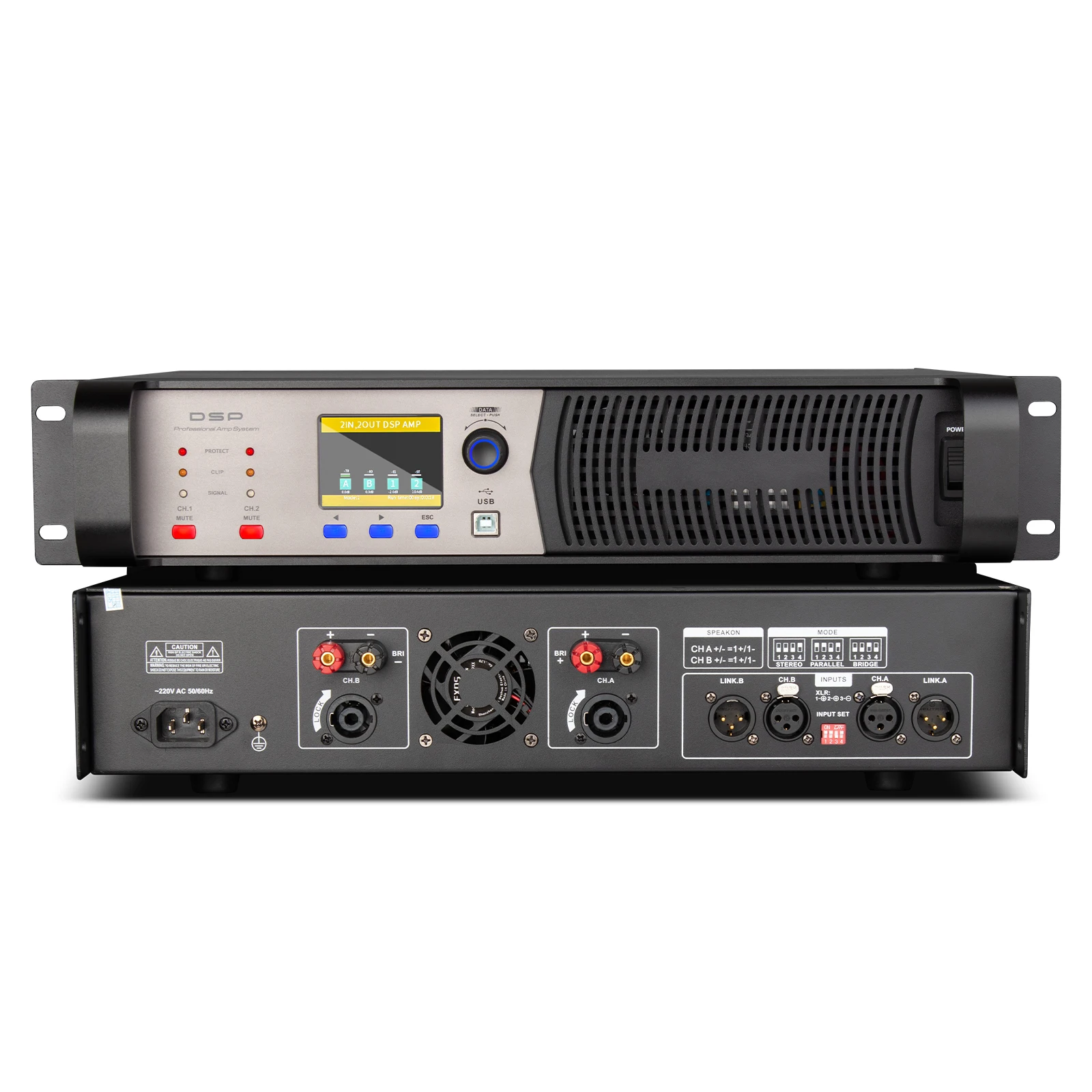 High-tech Digital Audio Amplifiers 600W*2 Class D 2 Channels Stage Performance Sound Power Professional Power Amplifier Pro