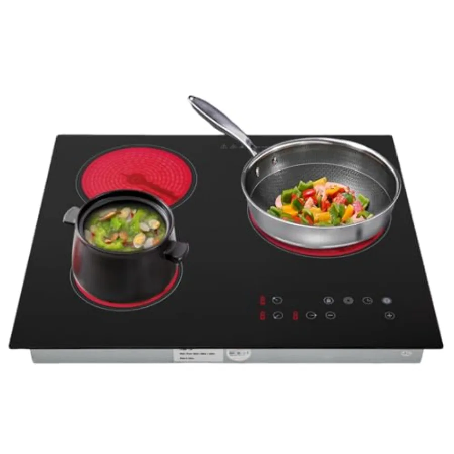 

Портативная электрическая керамическая варочная панель с 4 конфорками, 3000 Вт, 9 уровней нагрева, сенсорное управление, замок для безопасности детей, 110 В, черный