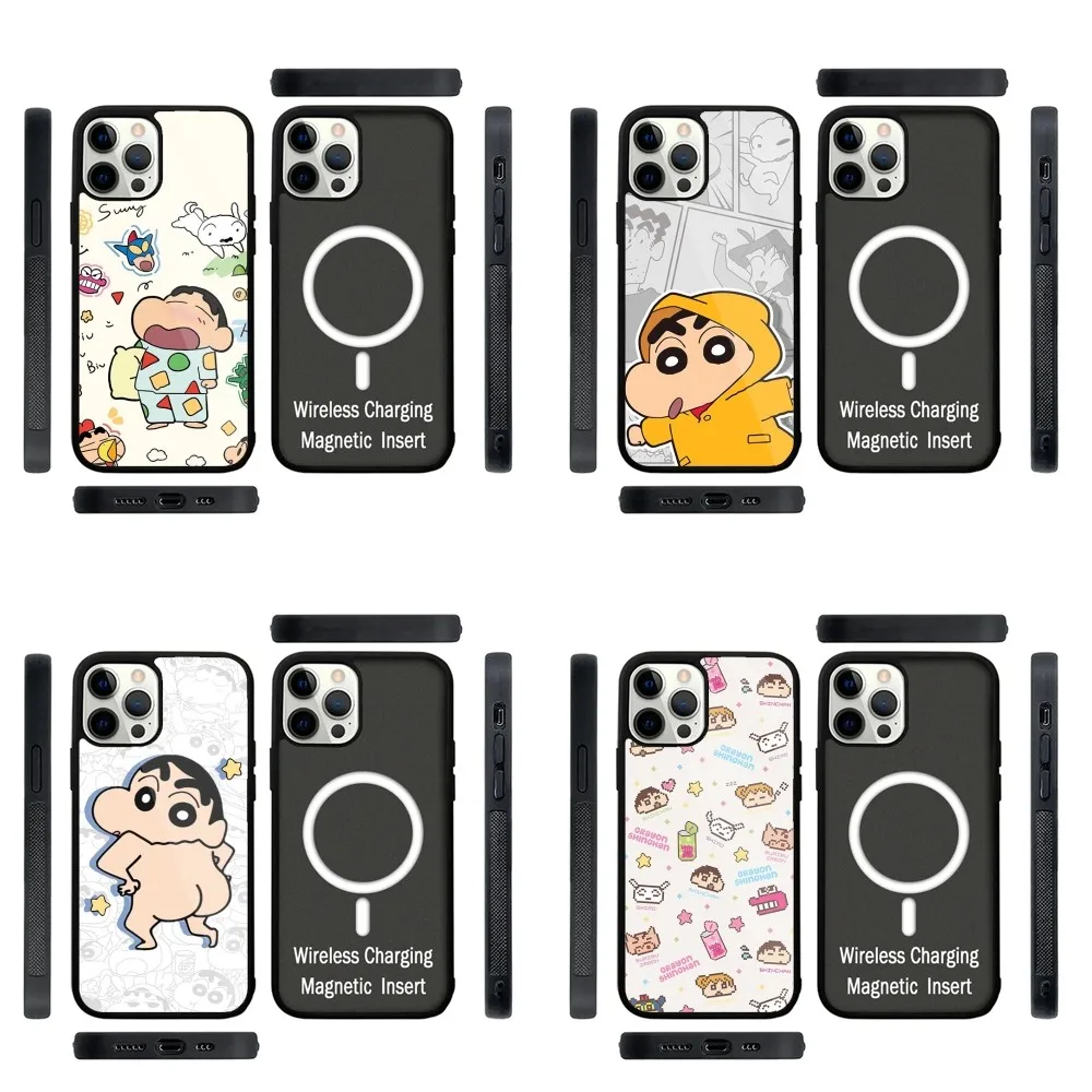 

C-Crayon S-ShinChan Phone Case Strong Magnetic For IPhone 16,15,14,13,Pro,Max,Plus,11,12,Mini For Magsafe Wireless Charging