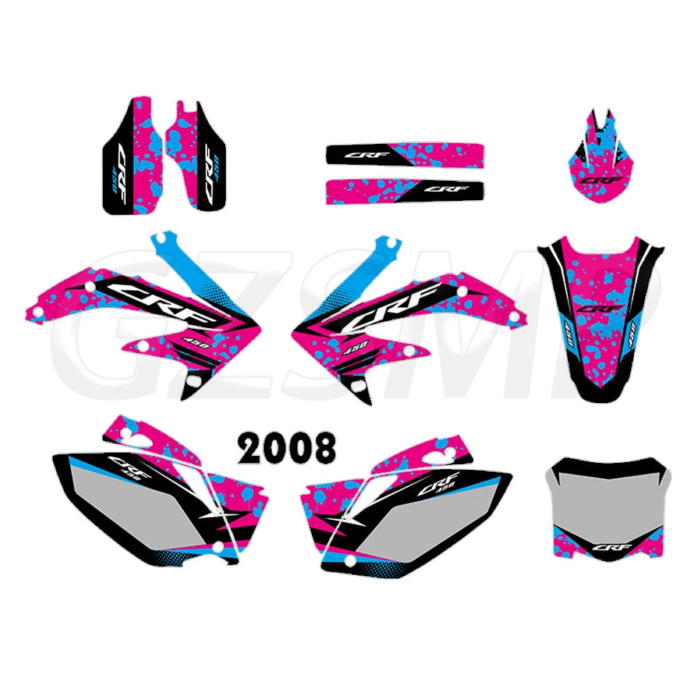 Fit for HONDA CRF450R 2005 2006 2007 2008 CRF450 R Graphics Kits Motorcycle Brackgrounds Deco Sticker Decal view 3