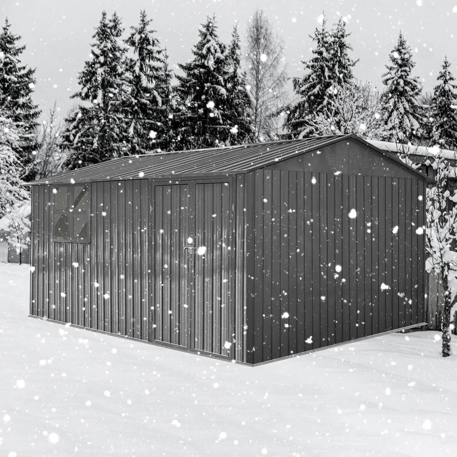 Metal Outdoor Storage Shed with Window & Foldable Door, 12x10ft, Customized