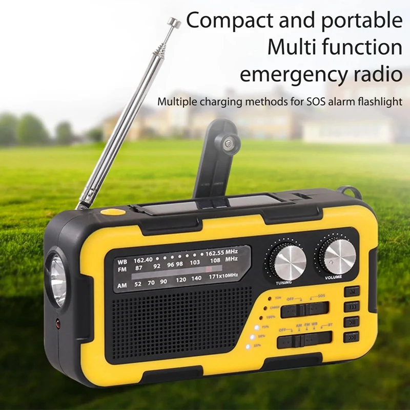 USB-Handkurbel Notfall radio Solar ladegerät Radio Kunststoff 4000mAh 3,5mm Kopfhörer anschluss für Rucksack touren im Freien