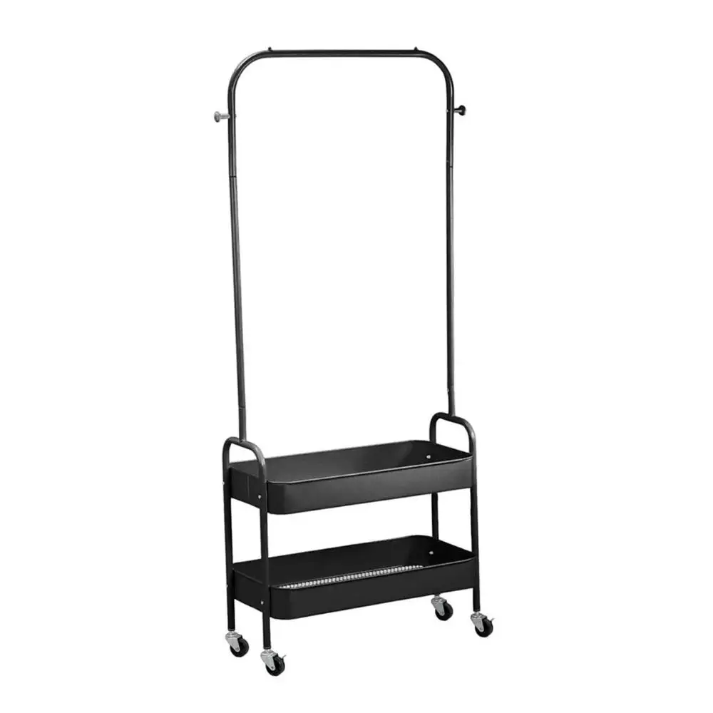 Metal macaw cart with 2 shelves and wheels-Oikos