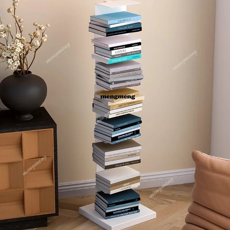 Estantería Nórdica K182 Ahorradora de Espacio, Organizador de Libros, Estantería Moderna Blanca para Sala de Estar, Librero Organizador, Mueble Divertido
