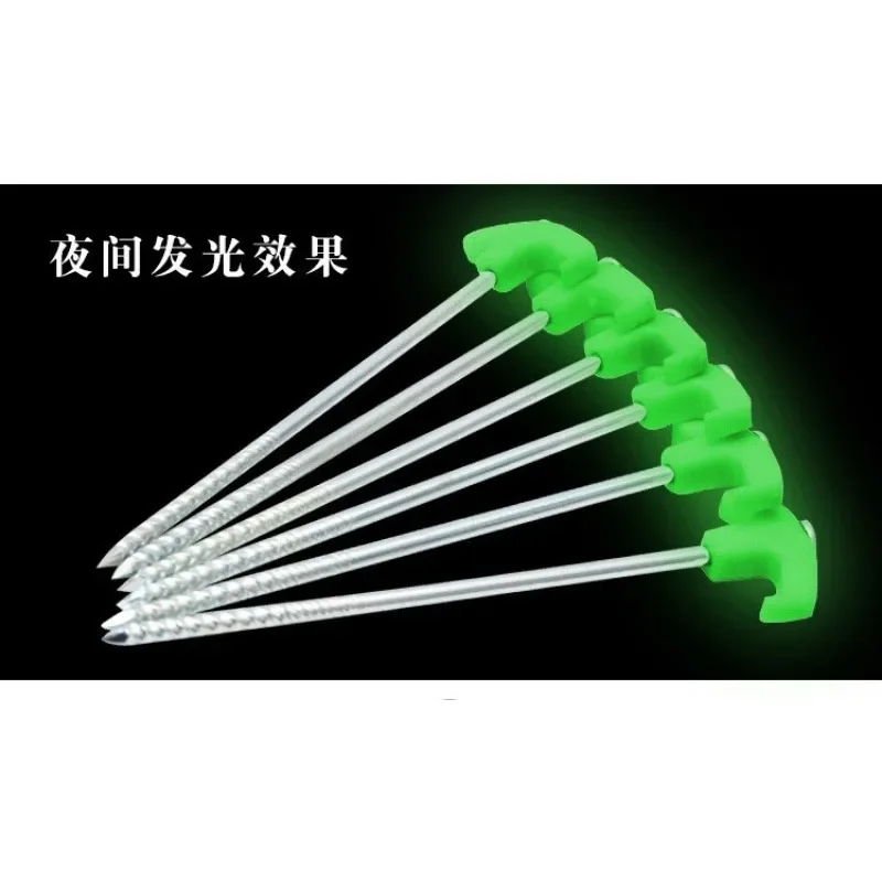 20cm Outdoor Camping Luminous Ground Nail Fluorescent Earth Steel Nails Beach Canopy Big Tent Windproof Camp Accessories