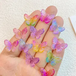 40Pcs New Cute Resin Mini Colorful Butterfly Flat Back Cabochon Ornament Jewelry Making Manicure Hairwear Accessories