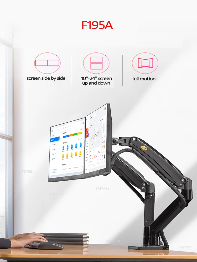 NB F195A Aluminum Gas Spring A - Monitor Arm Dual recension och pris