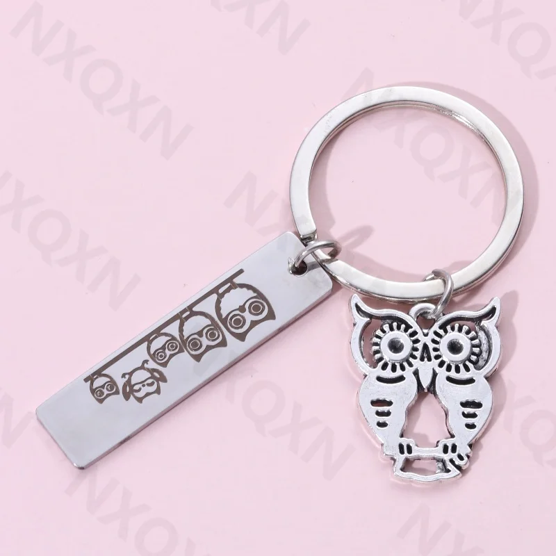 Classic Hollow Owl Alloy Keychain Flying Animals Bird Key Ring For Men Boy Friendship Gift Handmade Jewelry Set