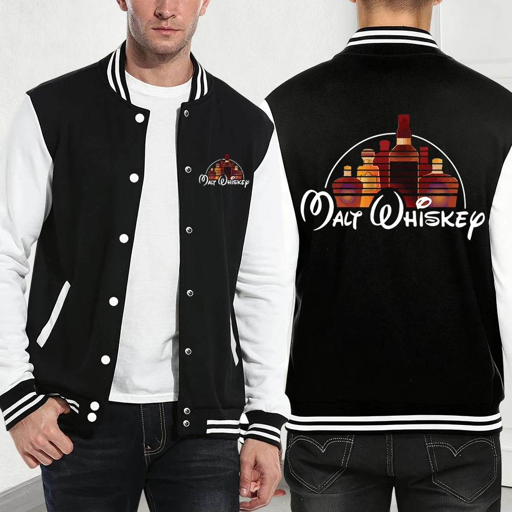 

Malt Wiskey Funny Alcool Drunk Prints Coats Mens Winter Fleece Warm Baseball Jersey Loose Casual Jackets Basics Pocket Clothes
