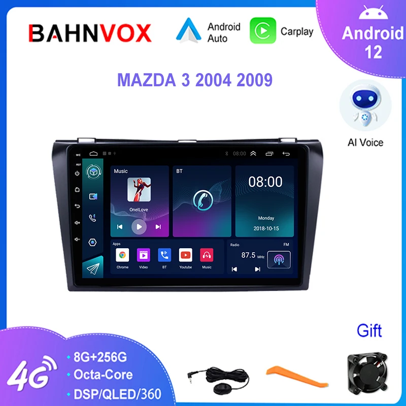 

9 "QLED Android 12,0 автомобильный радиоприемник для MAZDA 3 2004 2009 мультимедийный плеер GPS-навигация 2 Din стерео Carplay головное устройство 4G