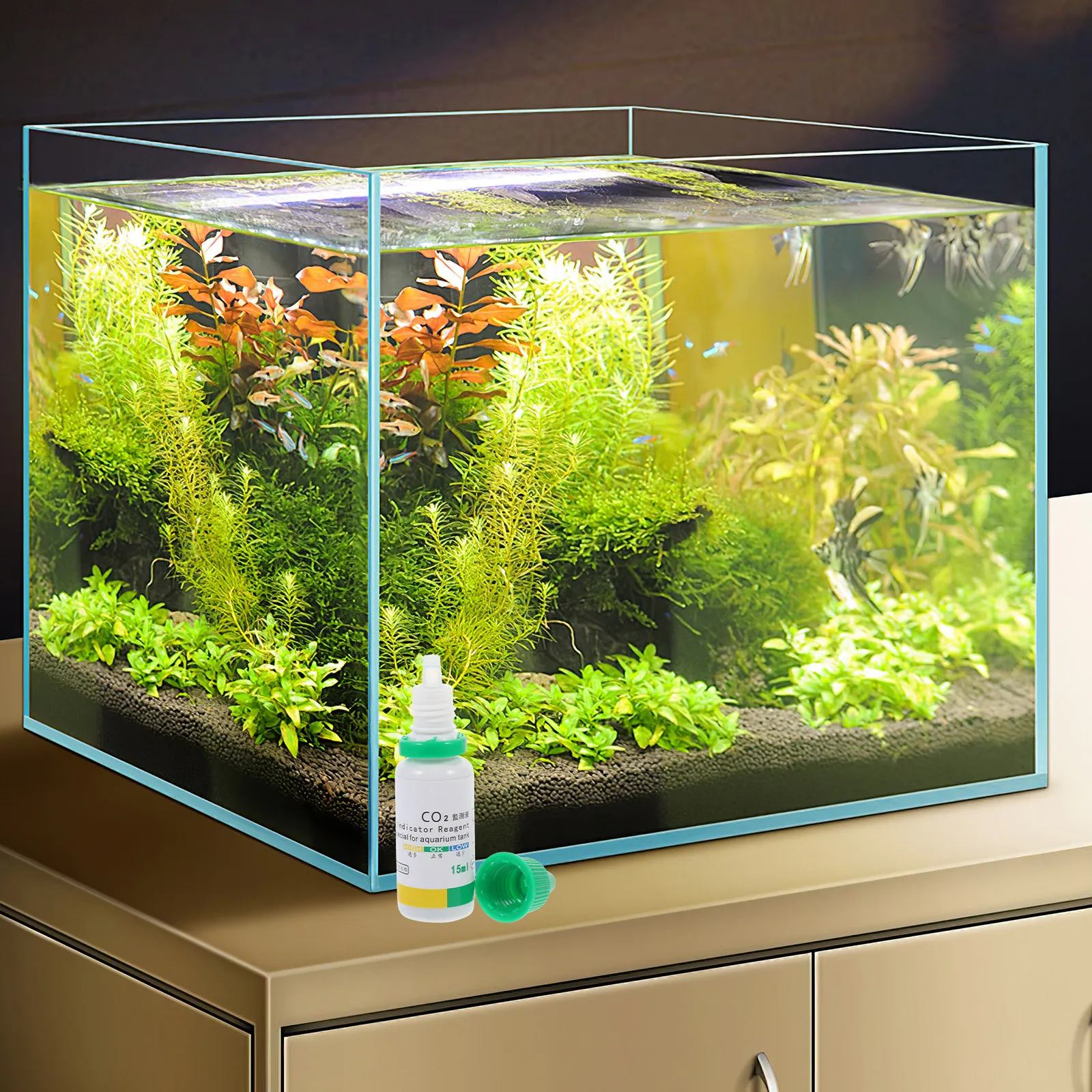 1 Bottle Co2 Indicator Solution for Aquarium Fish Tanks Water Quality Testing Kit High Precision Easy Use Portable Color Change