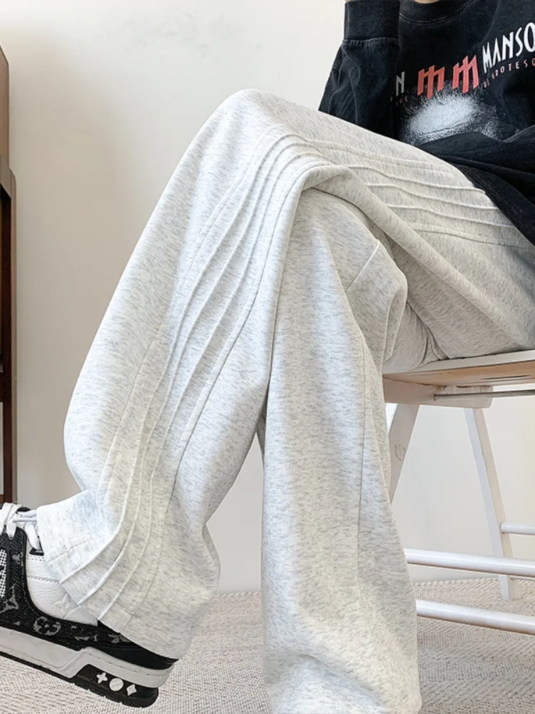 

Мужские летние тонкие новые свободные спортивные повседневные брюки с широкими штанинами, укороченные, в американском ретро-стиле, дышащие, удобные, модные