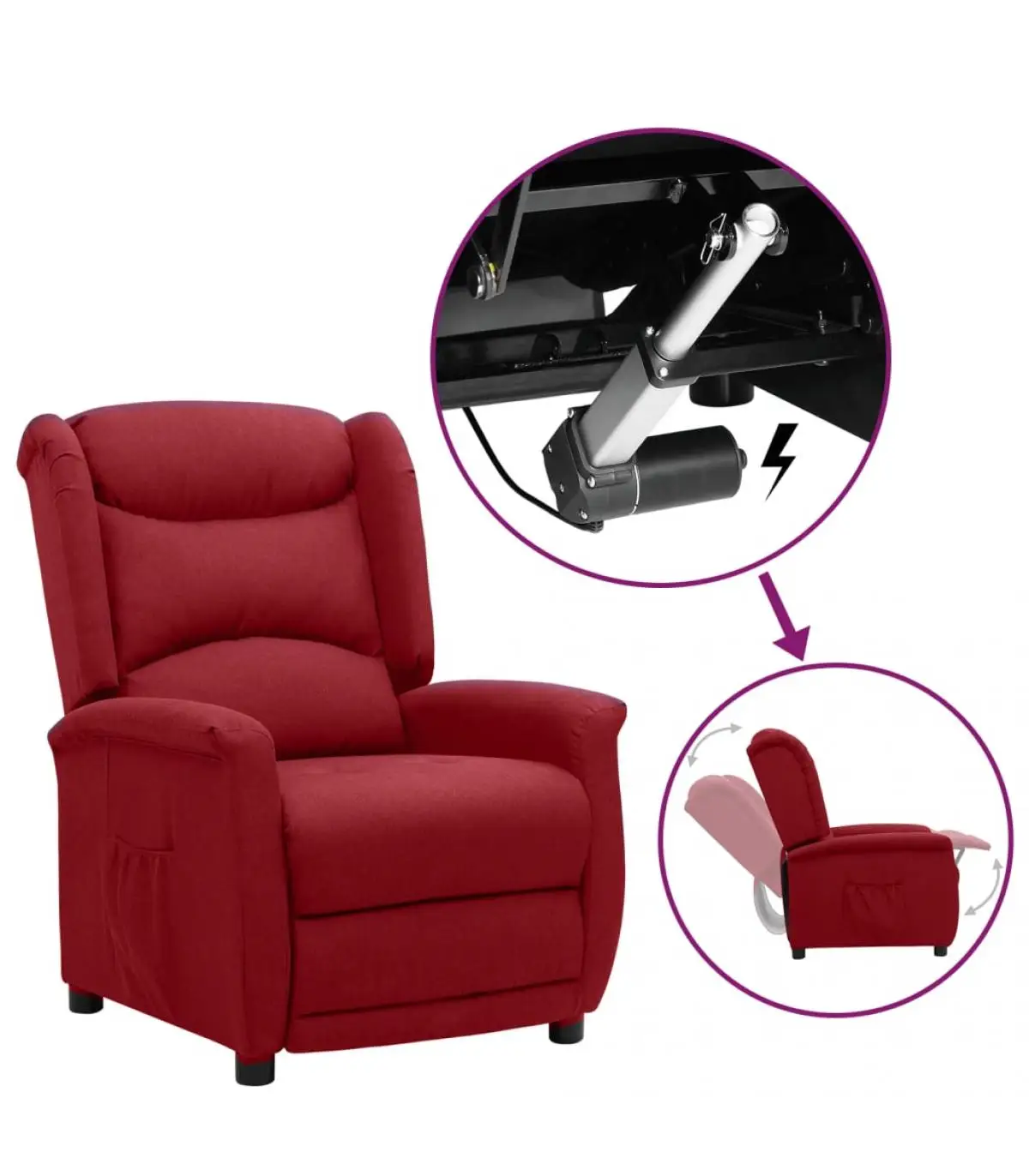 Red red fabric lifting recliner armchairs