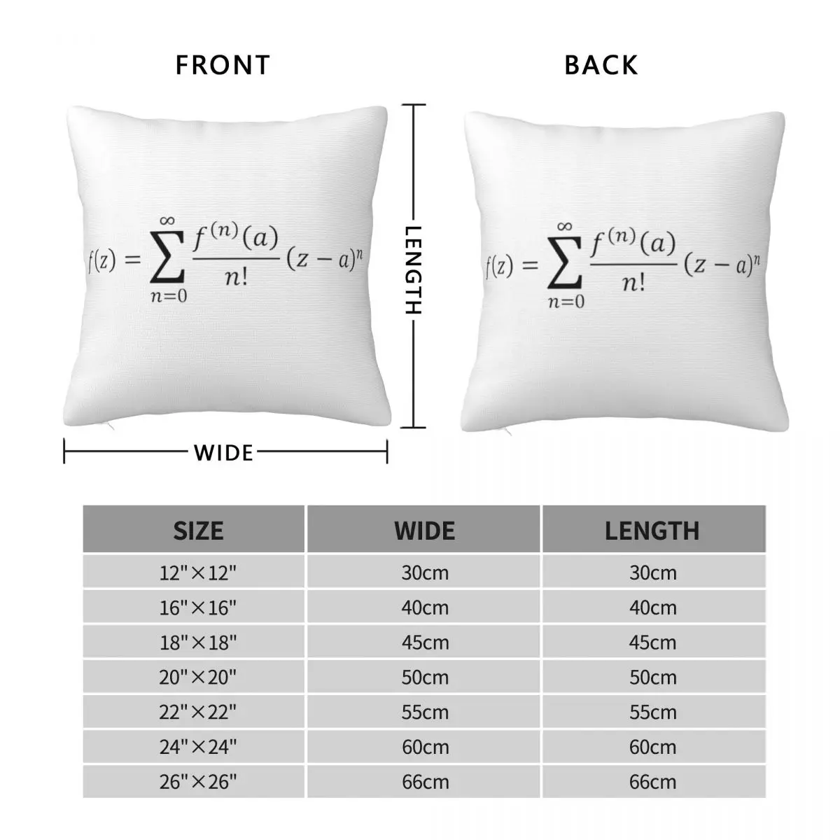 Taylor Series Math And Calculus Basics Square Pillowcase Pillow Cover Cushion Zip Decorative Throw Pillow for Home Living Room