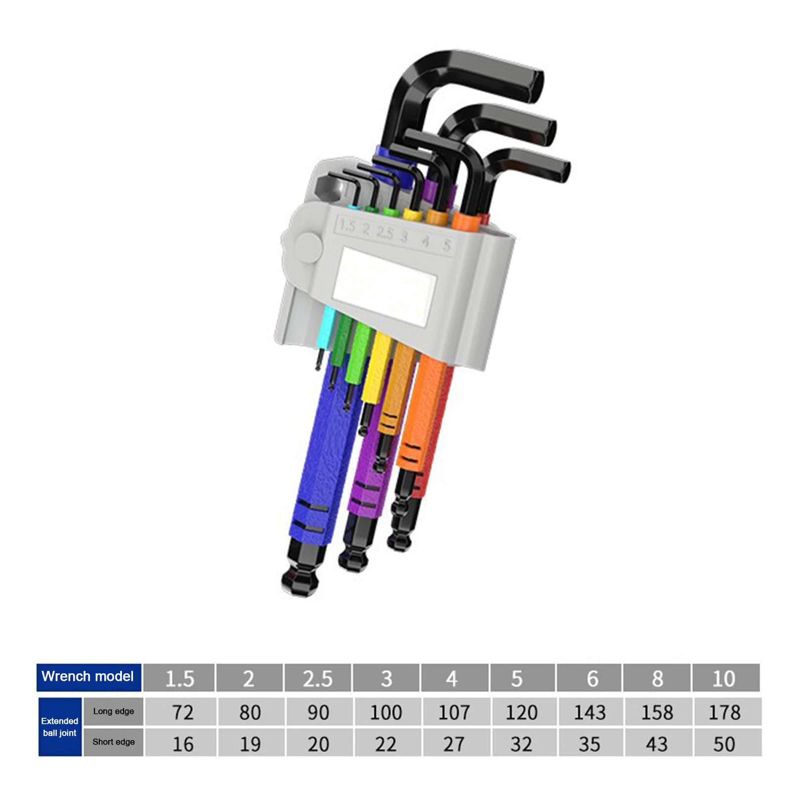 Multi-color Allen Key Set Hex Wrench Screwdriver 9pcs Set Hexagon Spanner Universal 6 Angle Six-Lens Ball Keys Color Hand Tools