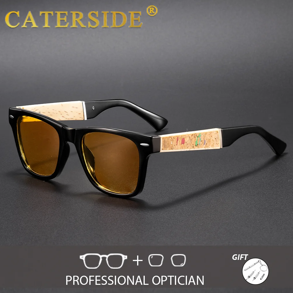 

CATERSIDE мужские поляризационные оптические солнцезащитные очки в ацетатной оправе с квадратными линзами, очки по рецепту, женские очки в стиле ретро на заказ UV400