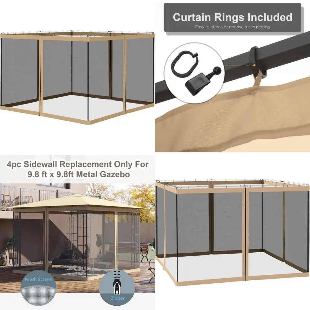 

10' x 10' Beige Mesh Sidewall with Zipper for Gazebos and Canopy Tents