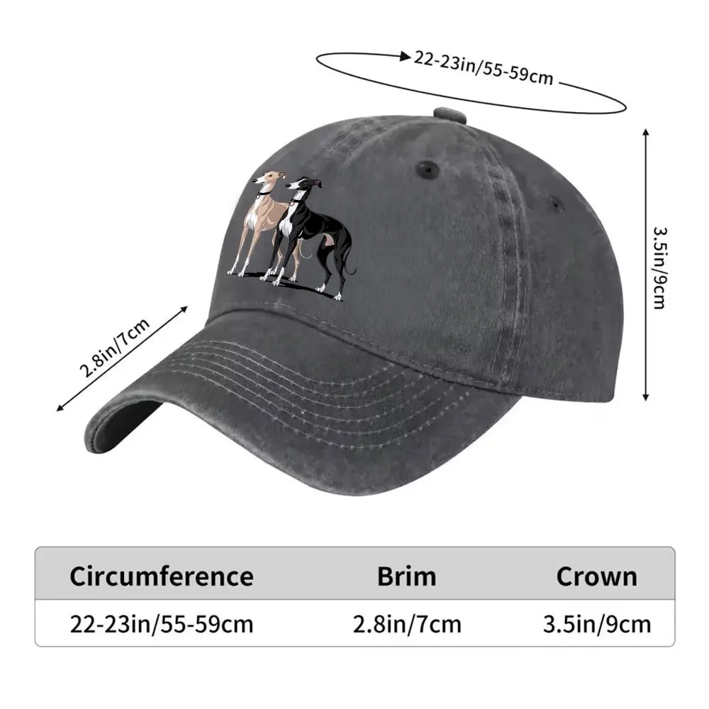 1pc Greyhound Print Washed Duckbill Cap - Adjustable Unisex Baseball Hat Suitable for Outdoor Sports, Casual Wear, Machine Washa