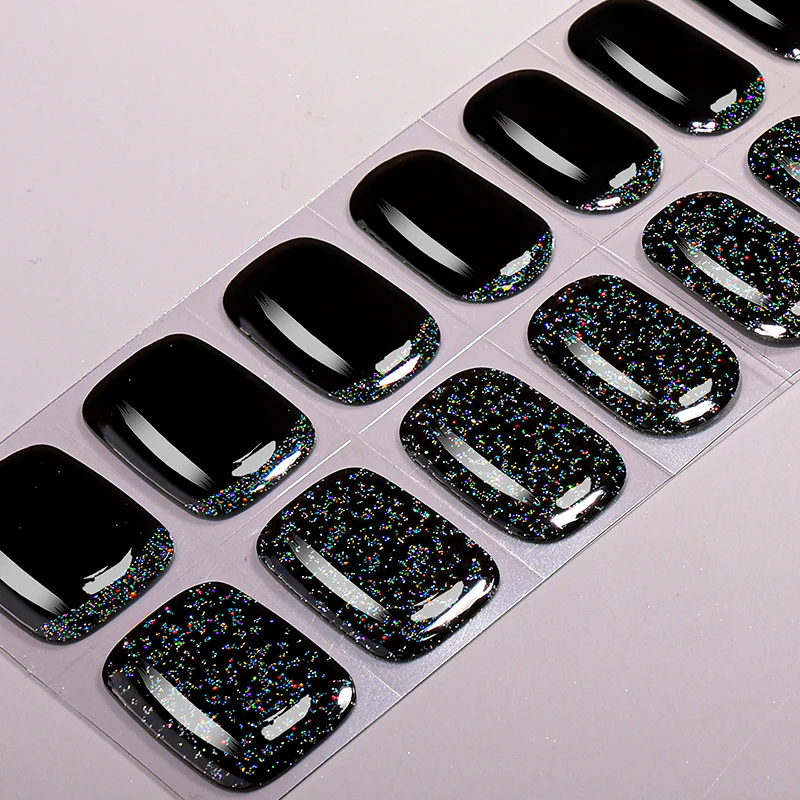 22Tips Sprankelende UV-vrije gelnagelstickers Gradiënt Marmer Volledige dekking Gel Polish Nagelstrips DIY manicure decoratie