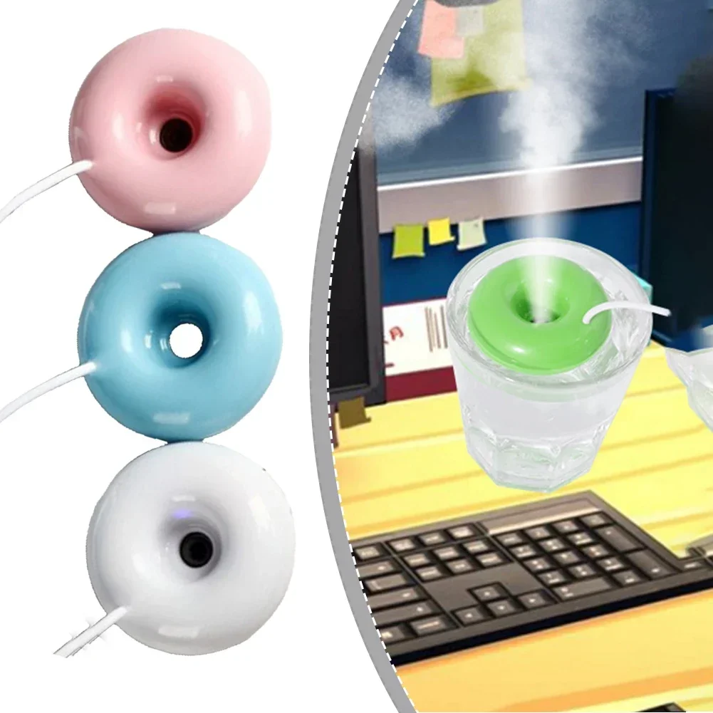 1pcs Mini Donut Negative Ion Humidifier USB Round Household For Home Office Desktop Donut Steam Diffuser Mini Sprayer Household