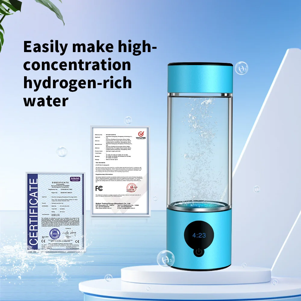 Free Logo Customize SPE PEM Technology Portable Drinking Water 6000PPB Hydrogen Rich Water Generator Bottle