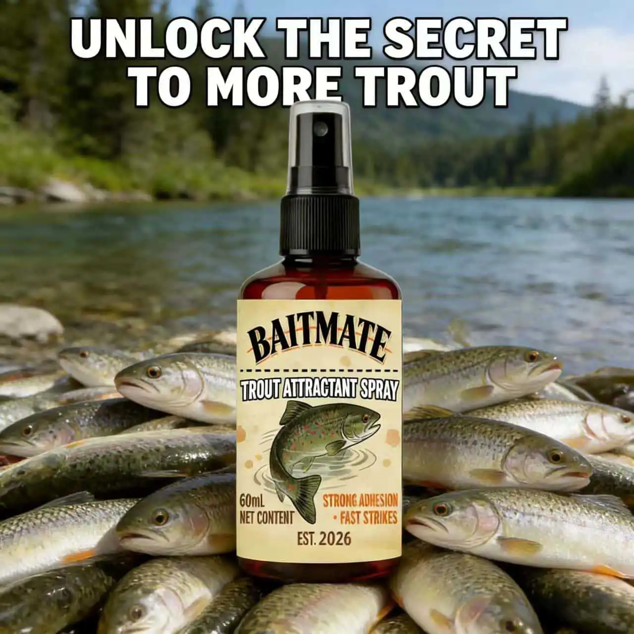 1 flacon de spray attractif pour truites à haute concentration, 60 ml, formule puissante et pénétrante pour une attraction rapide des poissons, appât de pêche fou