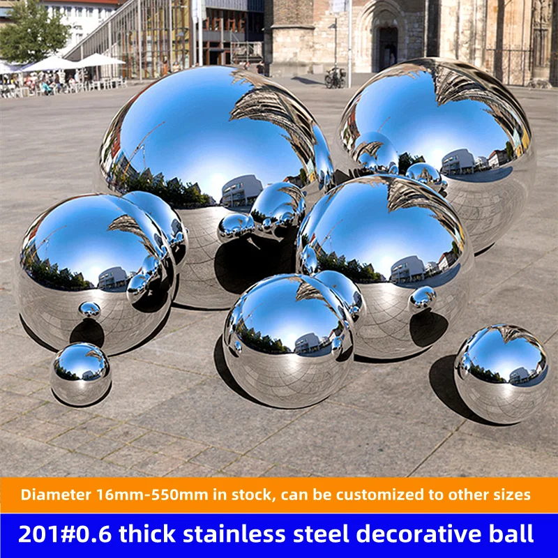 

Metallic Stainless Steel Hollow Ball 201 Grade 0.6mm Fine Polished Garden Decoration Float Ball for Outdoor Decor 1.6cm-50cm