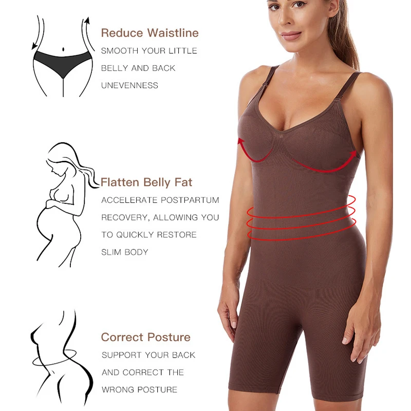 Pop Closets Upgrade Fabric Bodysuit Shapers Spandex Compress Elastic Body Shaper Suits Open Crotch Compression Smooth Shapewear