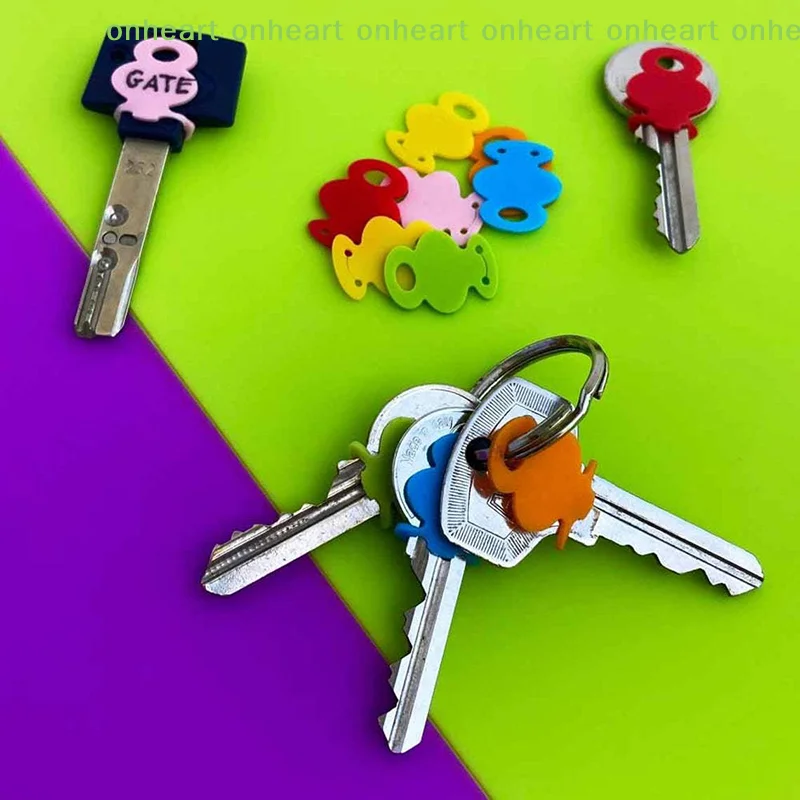 [C]12Pcs/set Multicolor Key Top Covers Head Caps Tags ID Markers Mixed Toppers Color Identification Ring Silicone Key Case