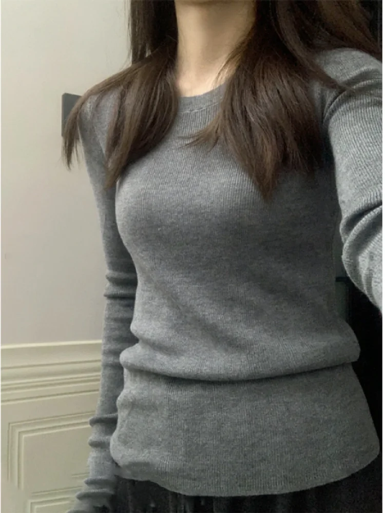 

Утепленный зимний вязаный свитер Zhaolu с круглым вырезом, облегающий, для ношения под одеждой, базовый слой, для повседневной носки, с эффектом похудения