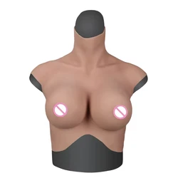 Crossdresser Fake Boobs Artificial Silicone Breast Forms Sissy High Collar Fake Chest Transgender Shemale Cosplay Crossdress