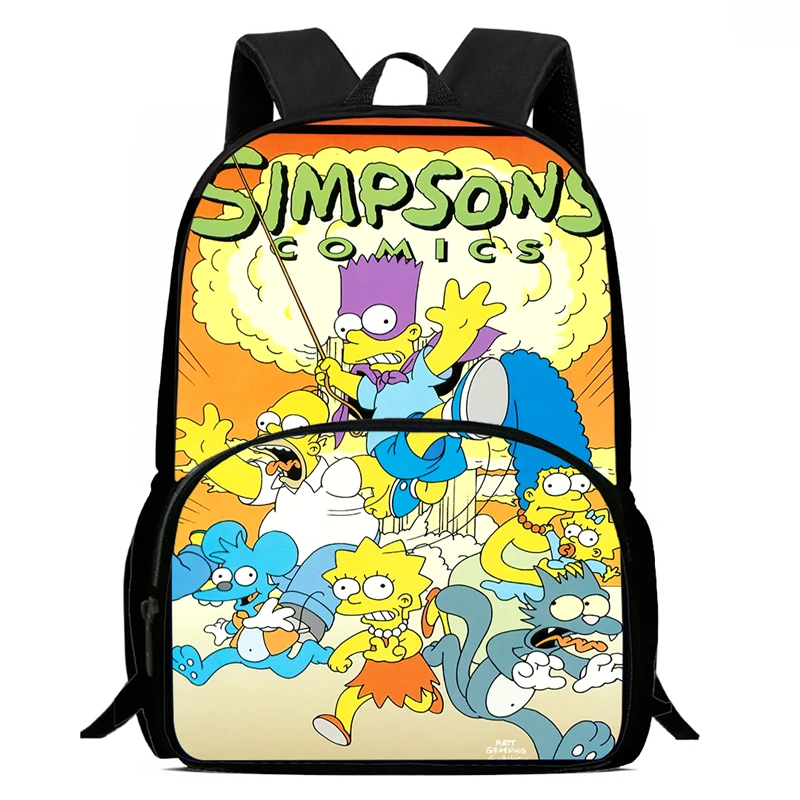 Sac à dos d'école avec poche avant, sacs d'école de dessin animé s-simp-s-son pour garçons et filles, sac à dos Durable pour enfants pour élèves