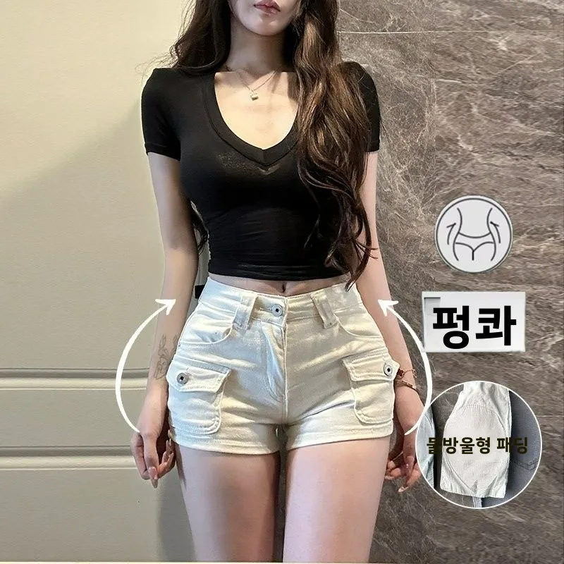 

Y2K Denim Shorts Women Skinny Popular Streetwear Vintage Personality Cargo Jeans Fashion Sexy Retro Leisure Gothic Jeans Summer