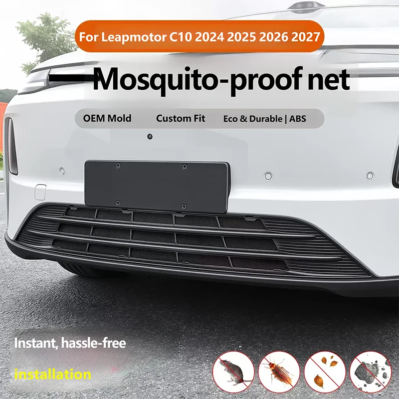 For Leapmotor C10 2024-2027 ABS Car Modify Front Buckle Insect Proof Net Front Bumper Center Intake Grille Cover Accessory