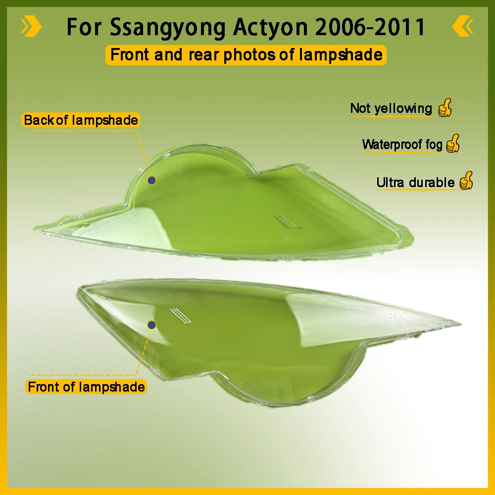 For Ssangyong Actyon 2006 - 2011 Headlamp Transparent Cover Headlight Shell Lampshade Case Plexiglass Replace Original Lens