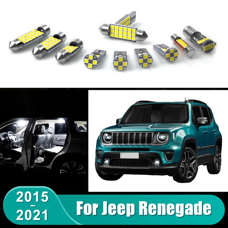 Für Jeep Renegade BU 2015 2016 2017 2018 2019 2020 2021 11-teiliges Auto-LED-Lampen-Set Innenraumbeleuchtung Leselampe Kofferraumbeleuchtung Zubehör