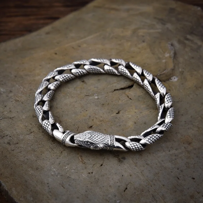 Large python bracelet men, a symbol of good luck protection for the year of one's birth, featuring a refined and retro d