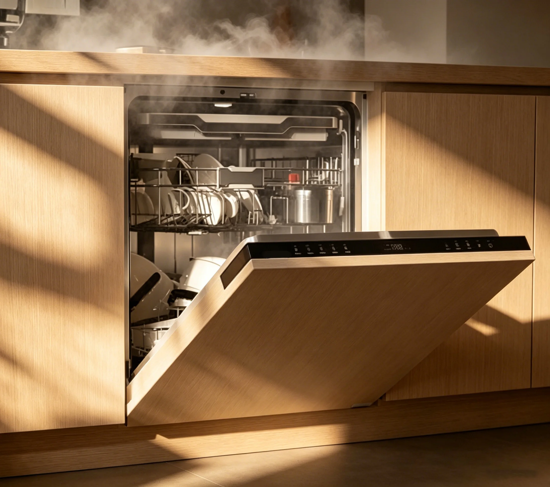 Fully Built-In Panel Ready Stainless Steel Electric Dishwasher For Hotel Use Energy Efficient Class