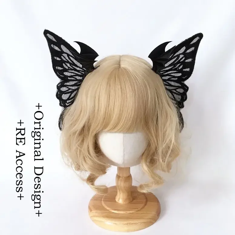 나비 깃털 헤어 클립 코스프레, 고딕 로리타 천사 날개 머리핀, 악마 머리 장식, 하라주쿠 뿔, 애니메이션 할로윈 액세서리